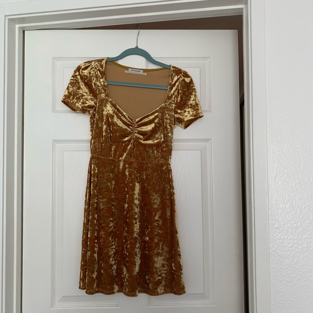 Urban Outfitters Mini Yellow Velvet Dress S